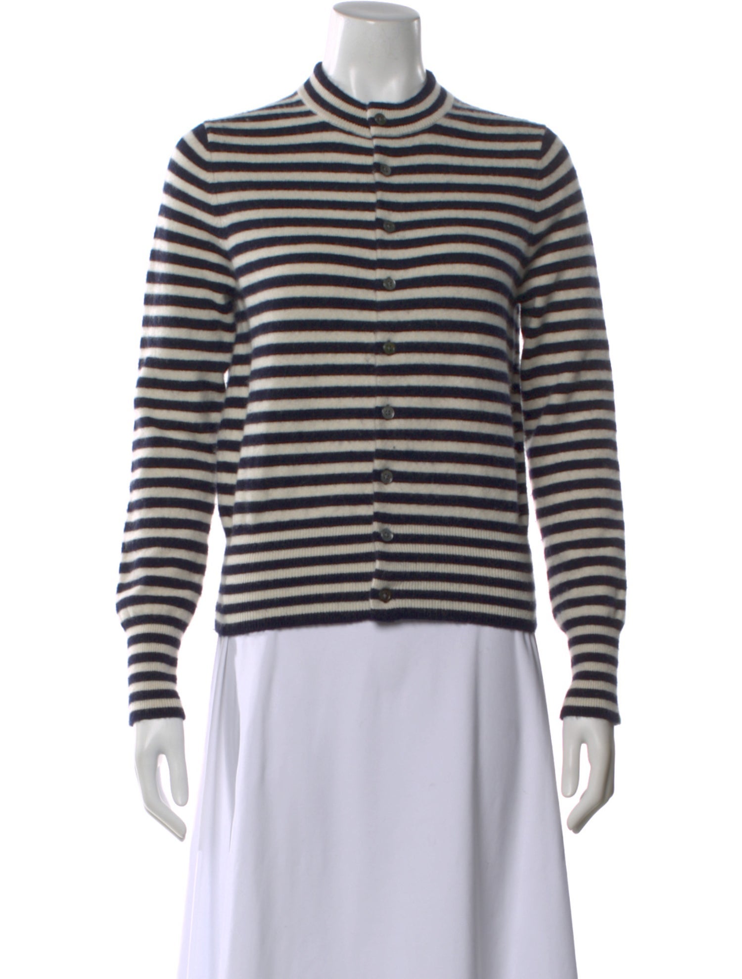 Extreme Cashmere Striped Mock Neck Sweater