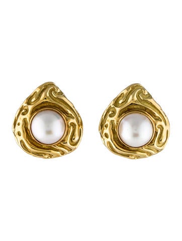 Elizabeth Gage 18K Pearl Earrings