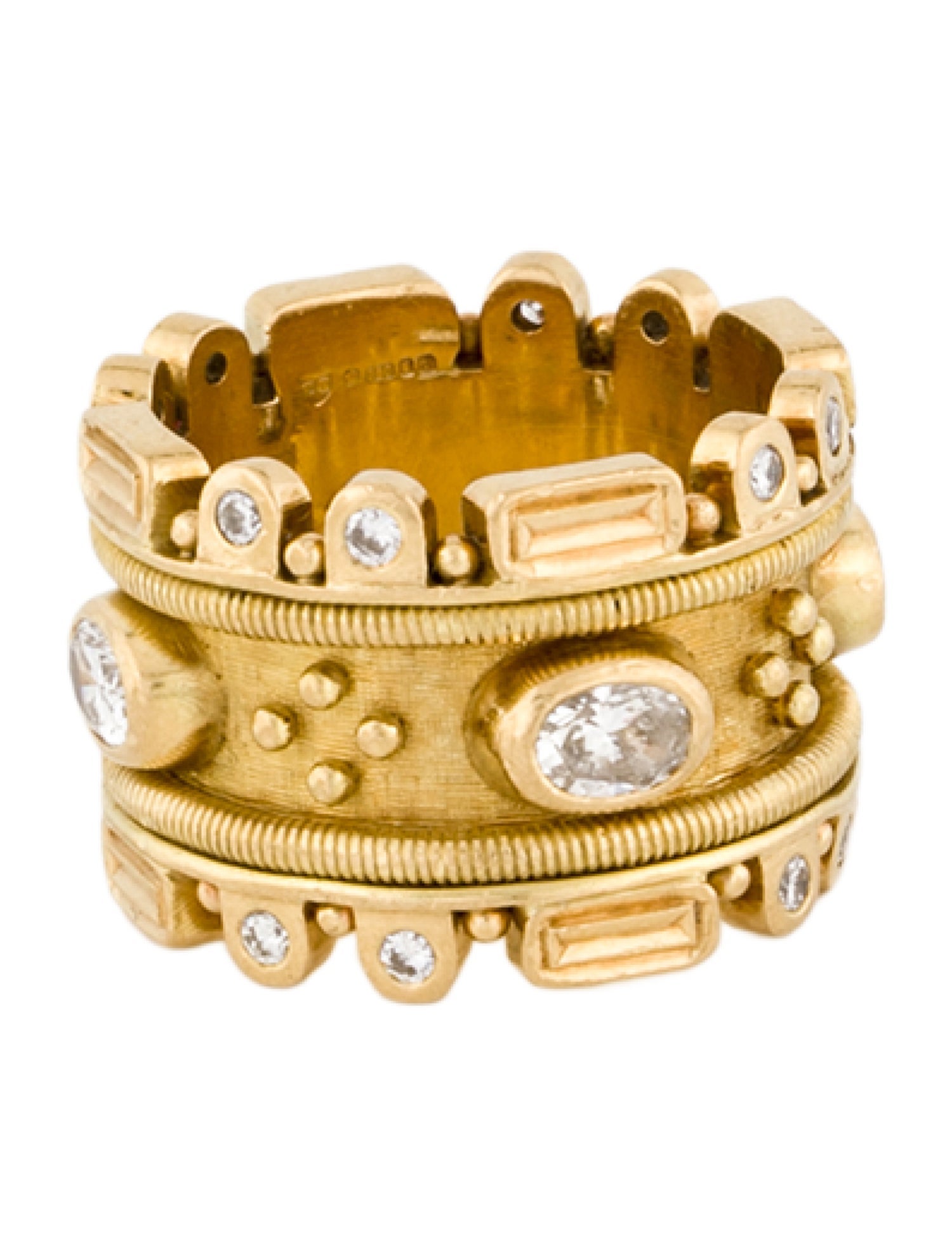 Elizabeth Gage 18K Diamond Crown Band Ring