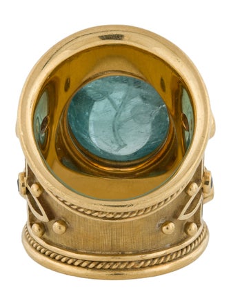 Elizabeth Gage 18K Tourmaline, Diamond & Sapphire Cocktail Ring