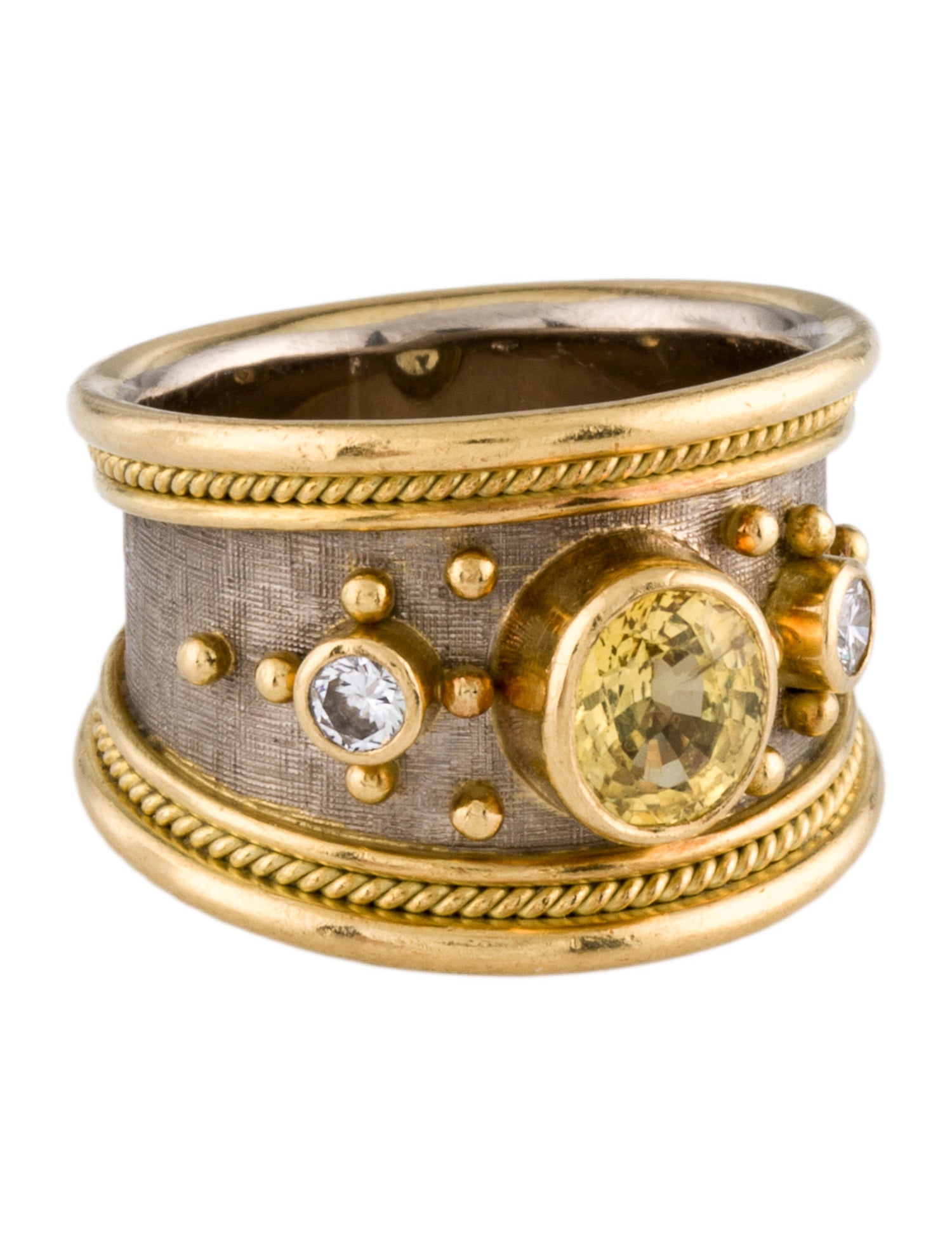 Elizabeth Gage 18K Sapphire & Diamond Band