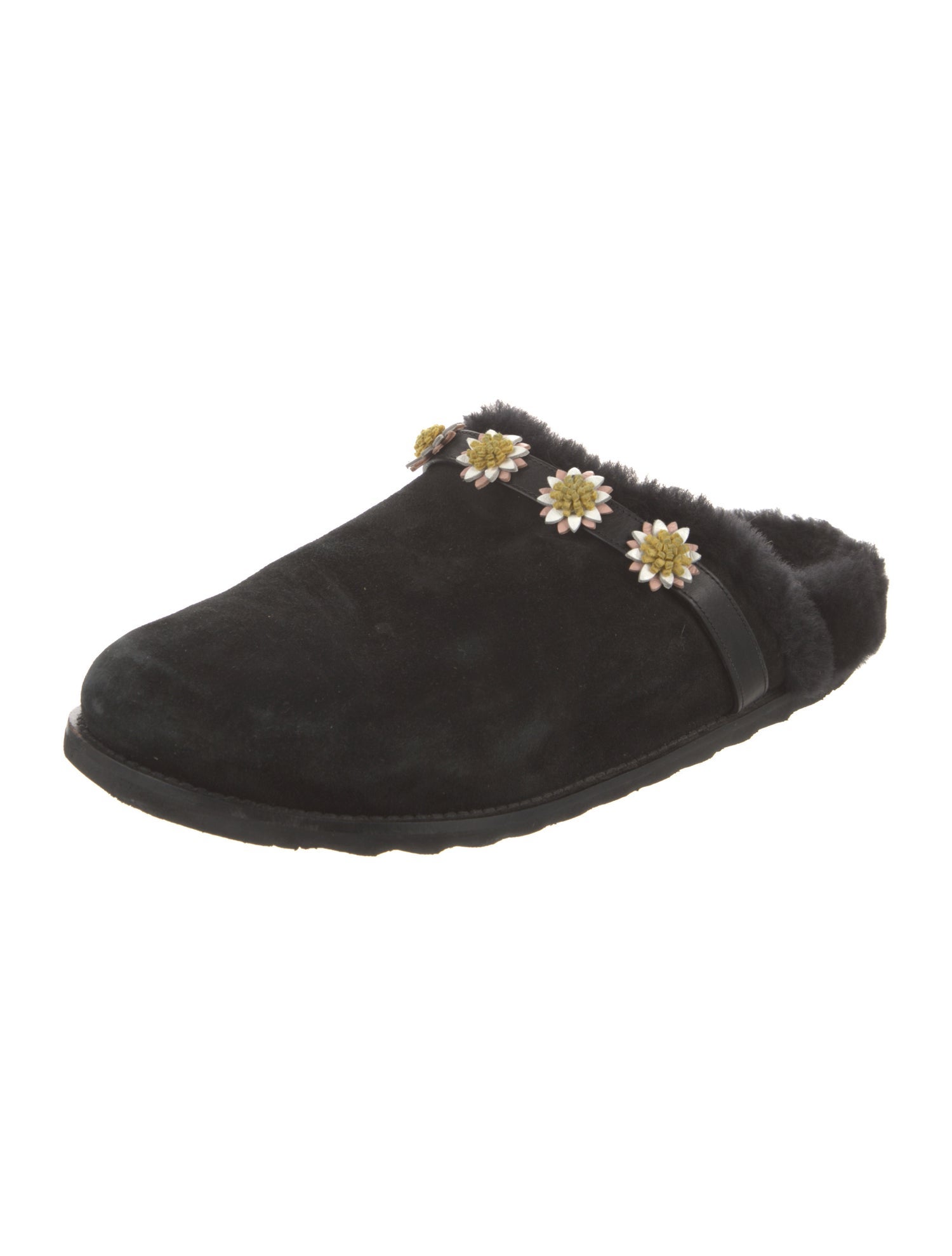 Fabrizio Viti Suede Pom-Pom Embellishments Mules