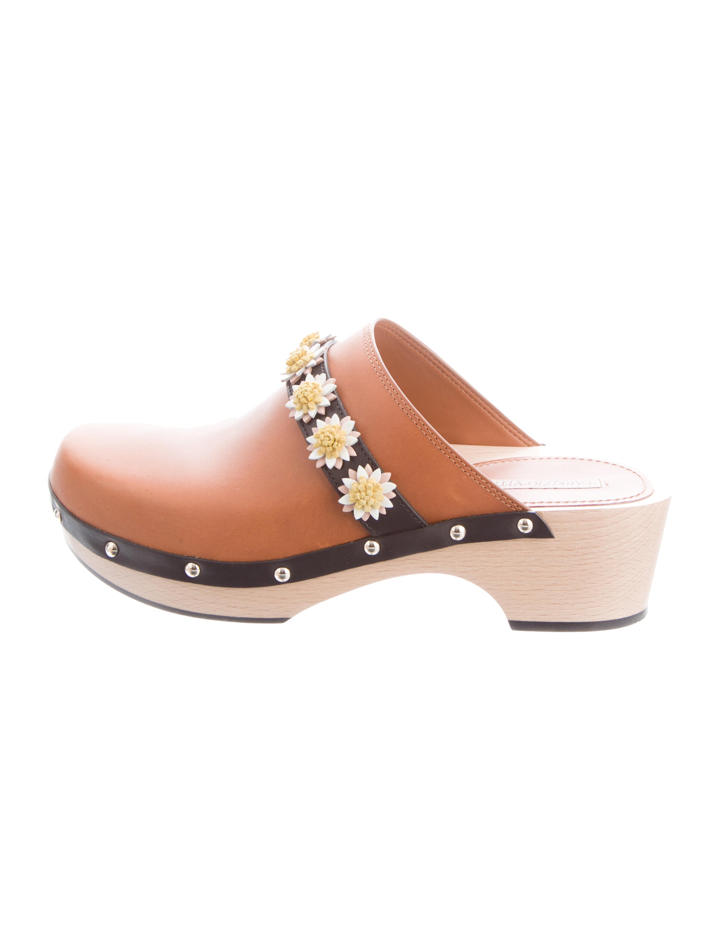 Fabrizio Viti Leather Graphic Print Mules