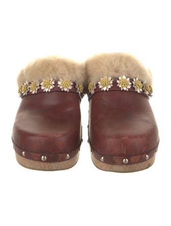 Fabrizio Viti Leather Fur Trim Mules