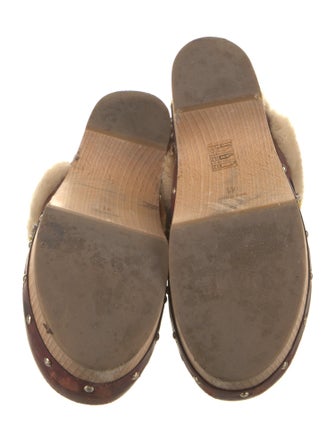 Fabrizio Viti Leather Fur Trim Mules