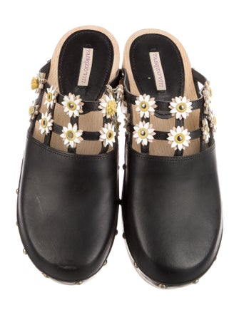 Fabrizio Viti Leather Floral Print Mules