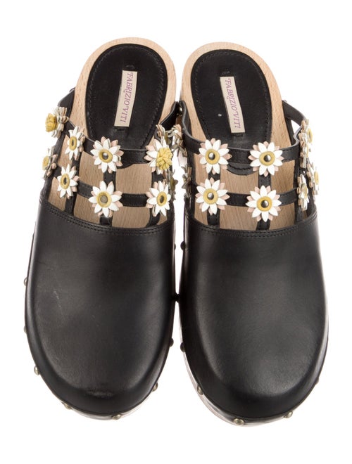 Fabrizio Viti Leather Floral Print Mules