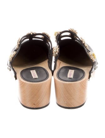 Fabrizio Viti Leather Floral Print Mules