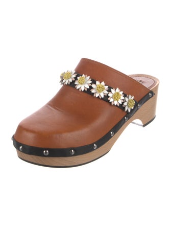 Fabrizio Viti Leather Floral Print Mules