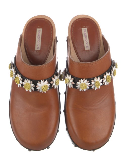 Fabrizio Viti Leather Floral Print Mules