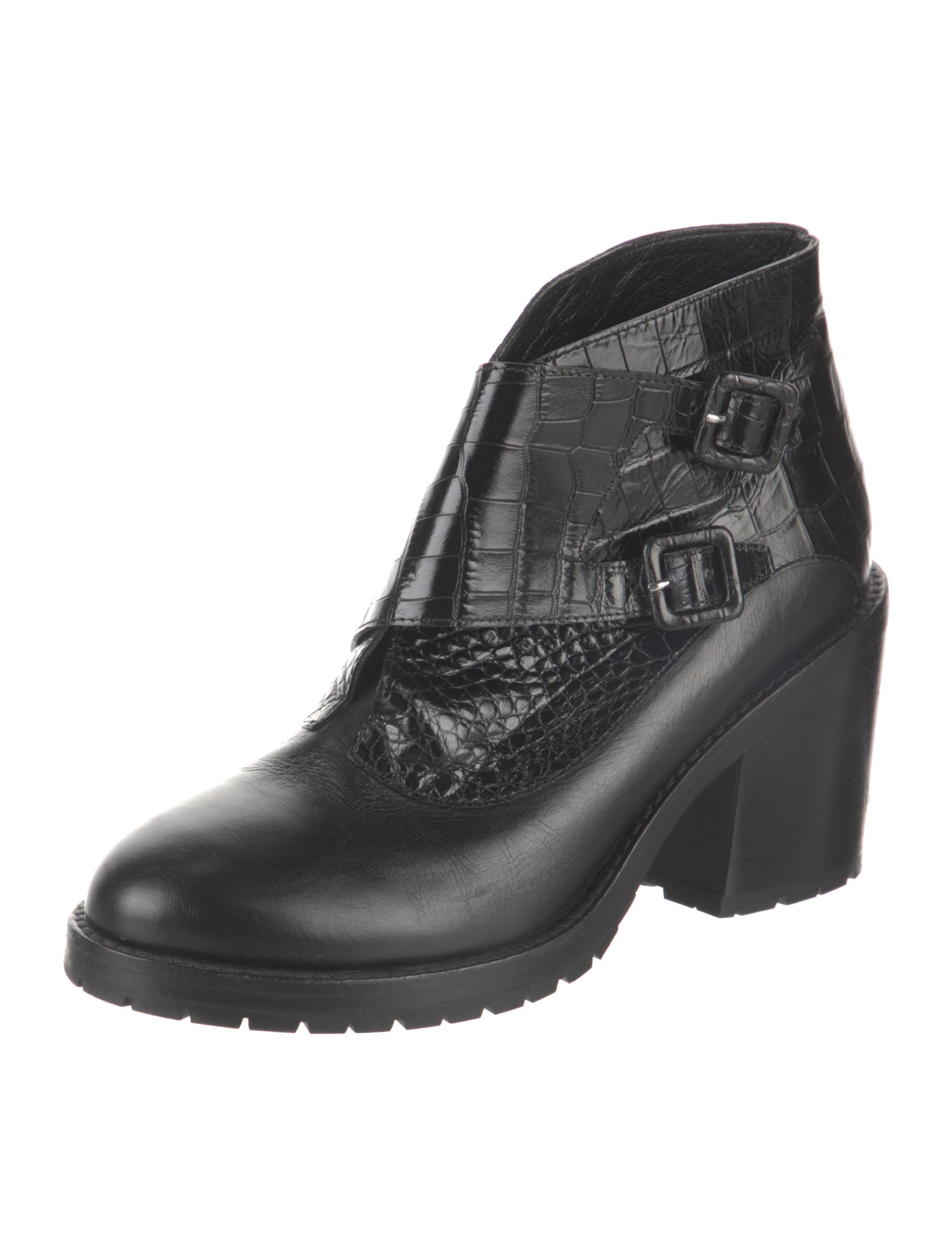 Fabrizio Viti Embossed Leather Printed Lace-Up Boots