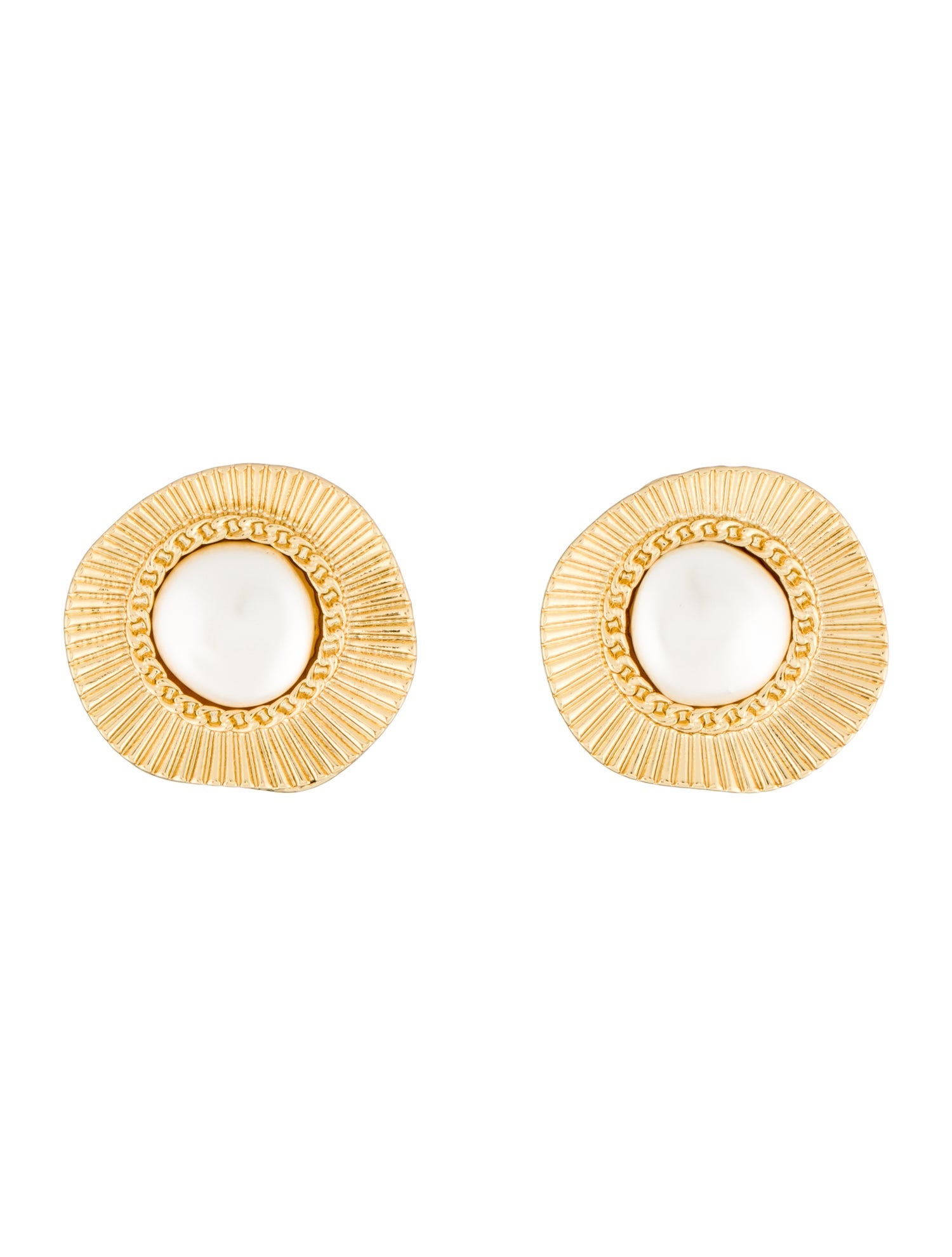Fallon Faux Pearl Sundial Stud Earrings