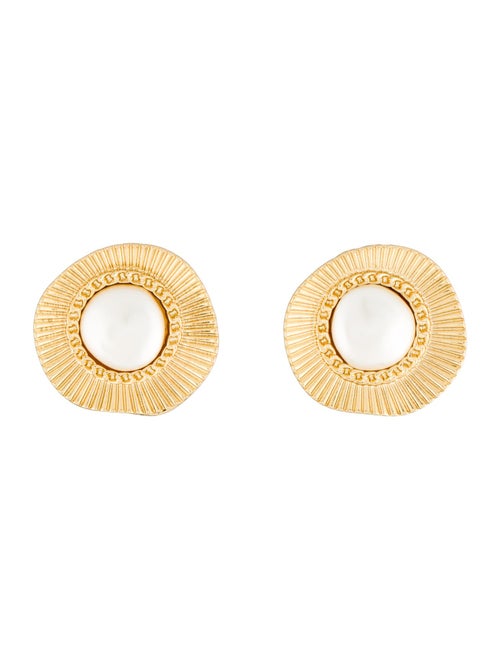 Fallon Faux Pearl Sundial Stud Earrings