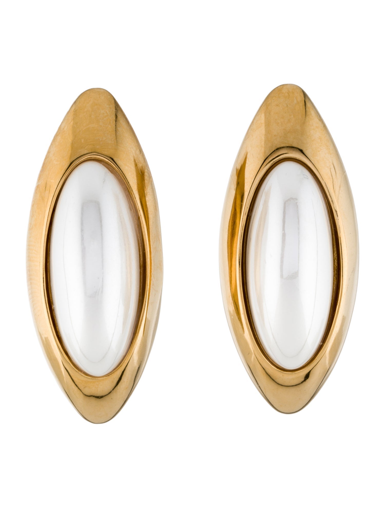 Fallon Faux Pearl Oval Drop Earrings