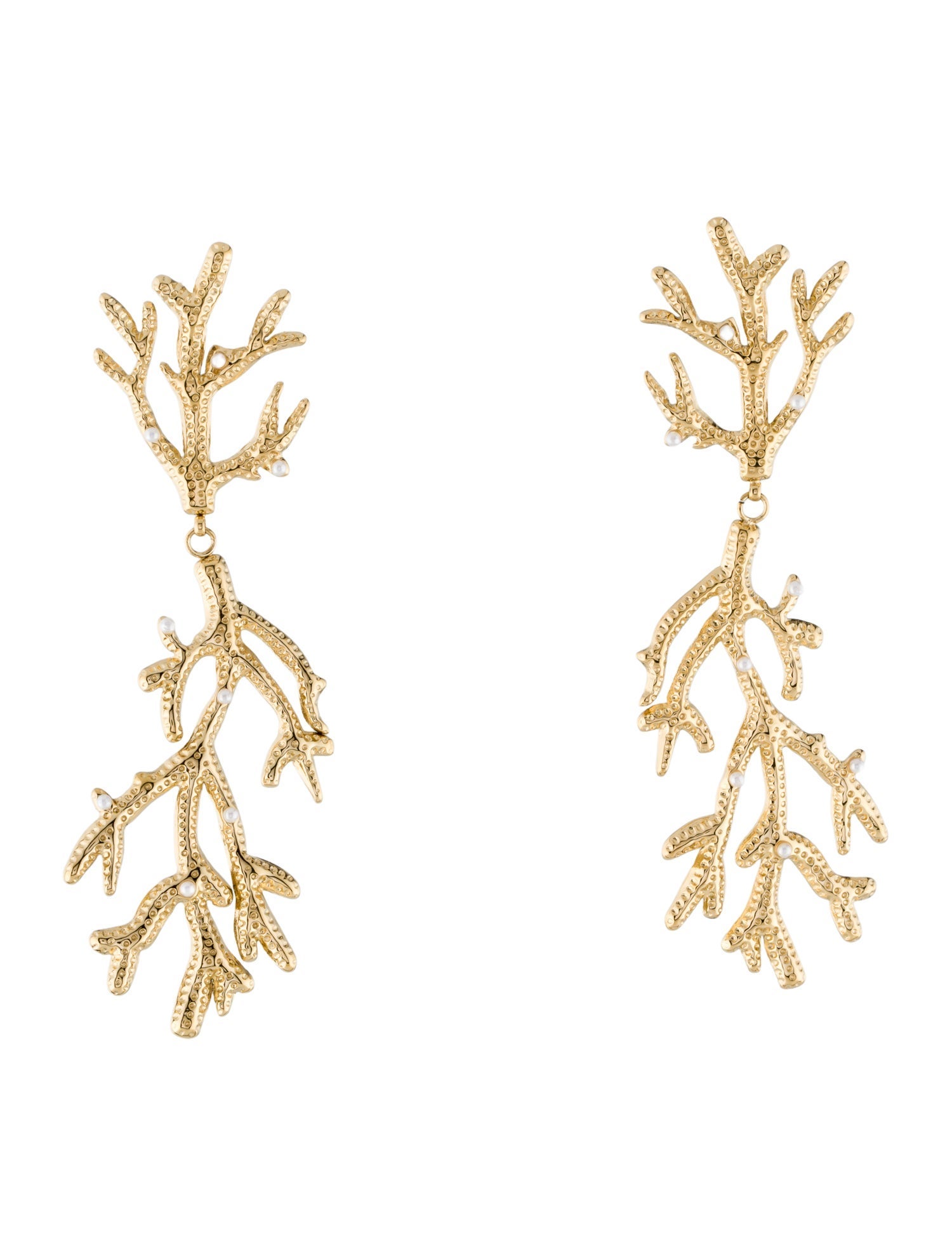 Fallon Faux Pearl Coral Chandelier Earrings