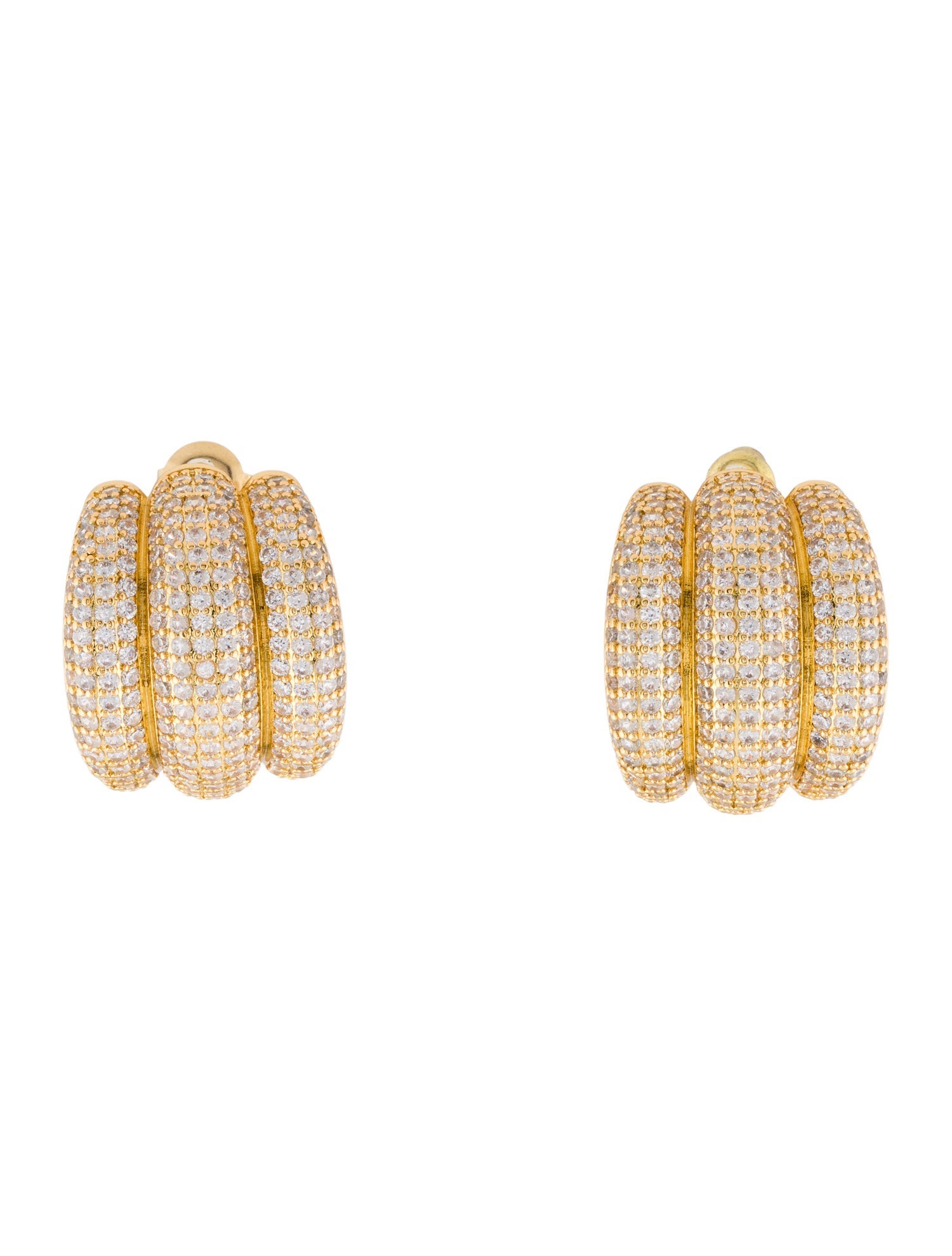 Fallon Cubic Zirconia Camilla Pave Ribbed Hoop Earrings