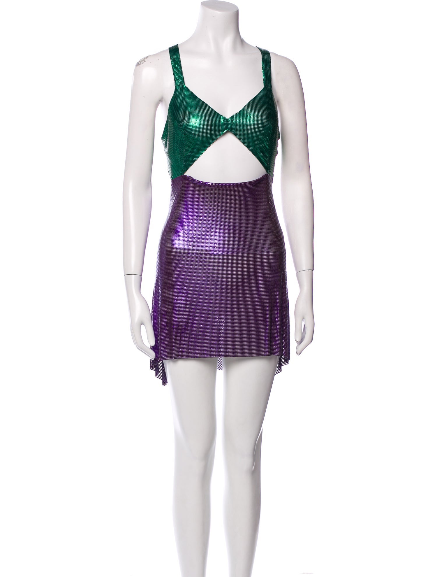 Fannie Schiavoni Colorblock Pattern Mini Dress