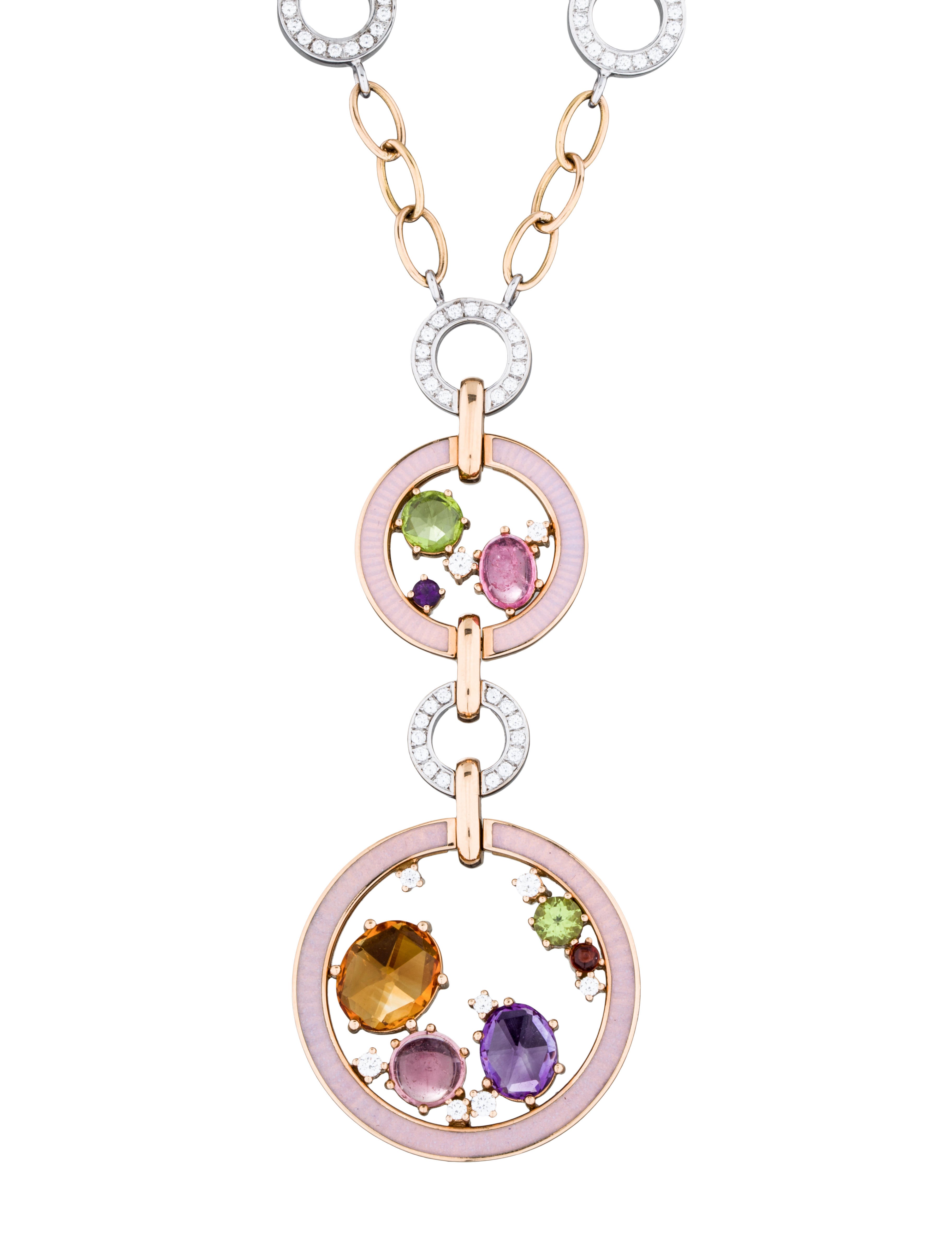 Fabergé Diamond, Gemstone & Enamel Circle Necklace Necklaces