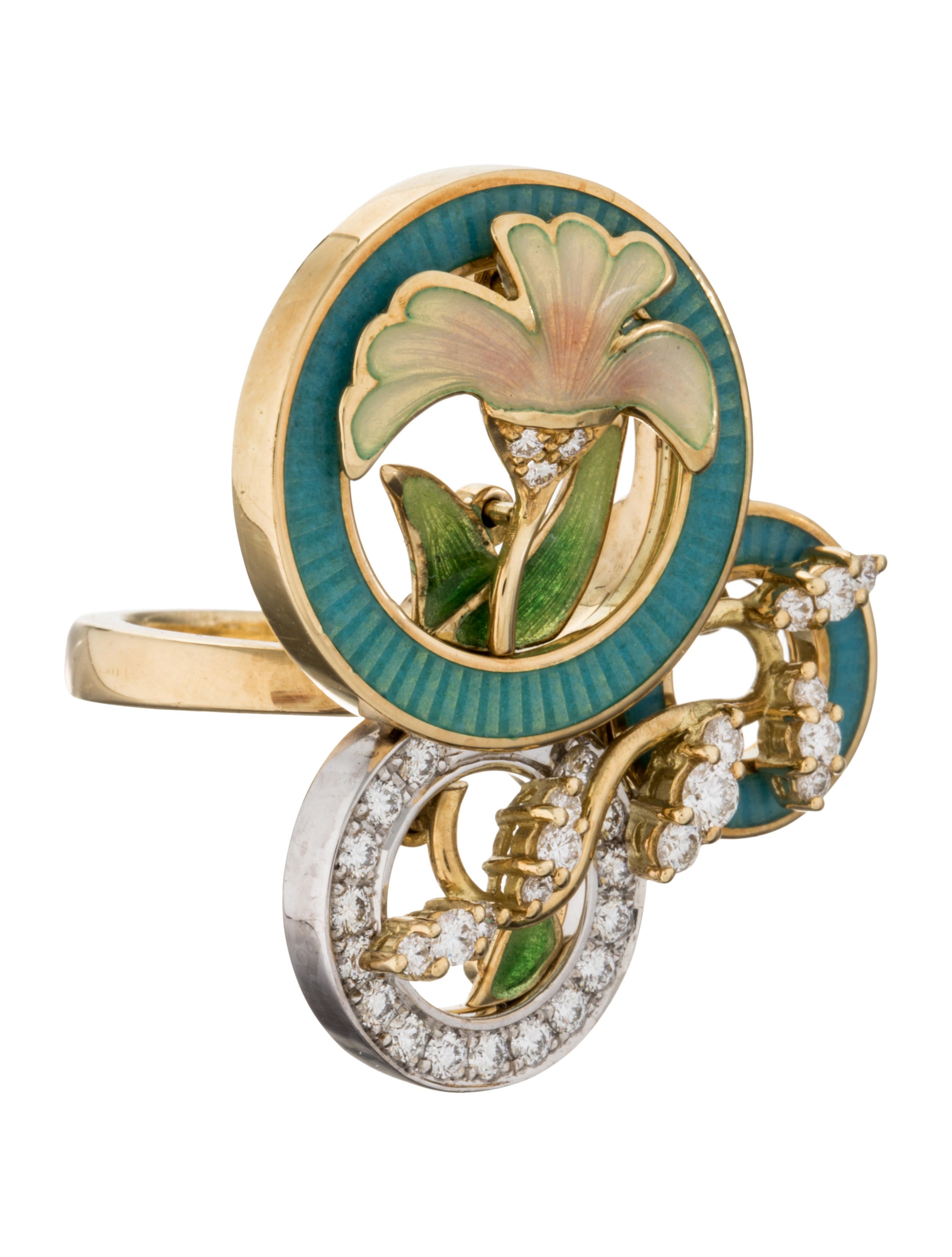 Fabergé Diamond Enamel Flower Ring Rings FBG20044 The RealReal