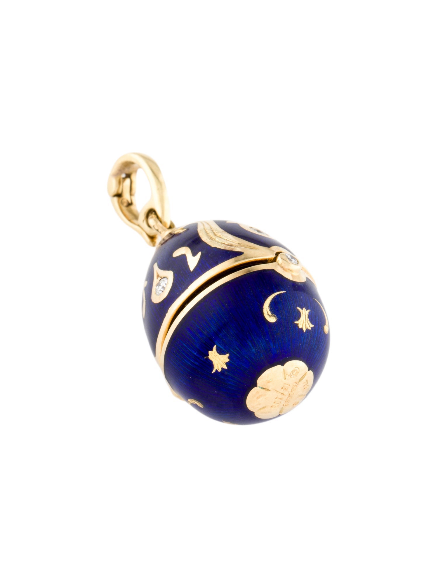 Fabergé Vintage 18K Diamond & Enamel Music Note Pendant