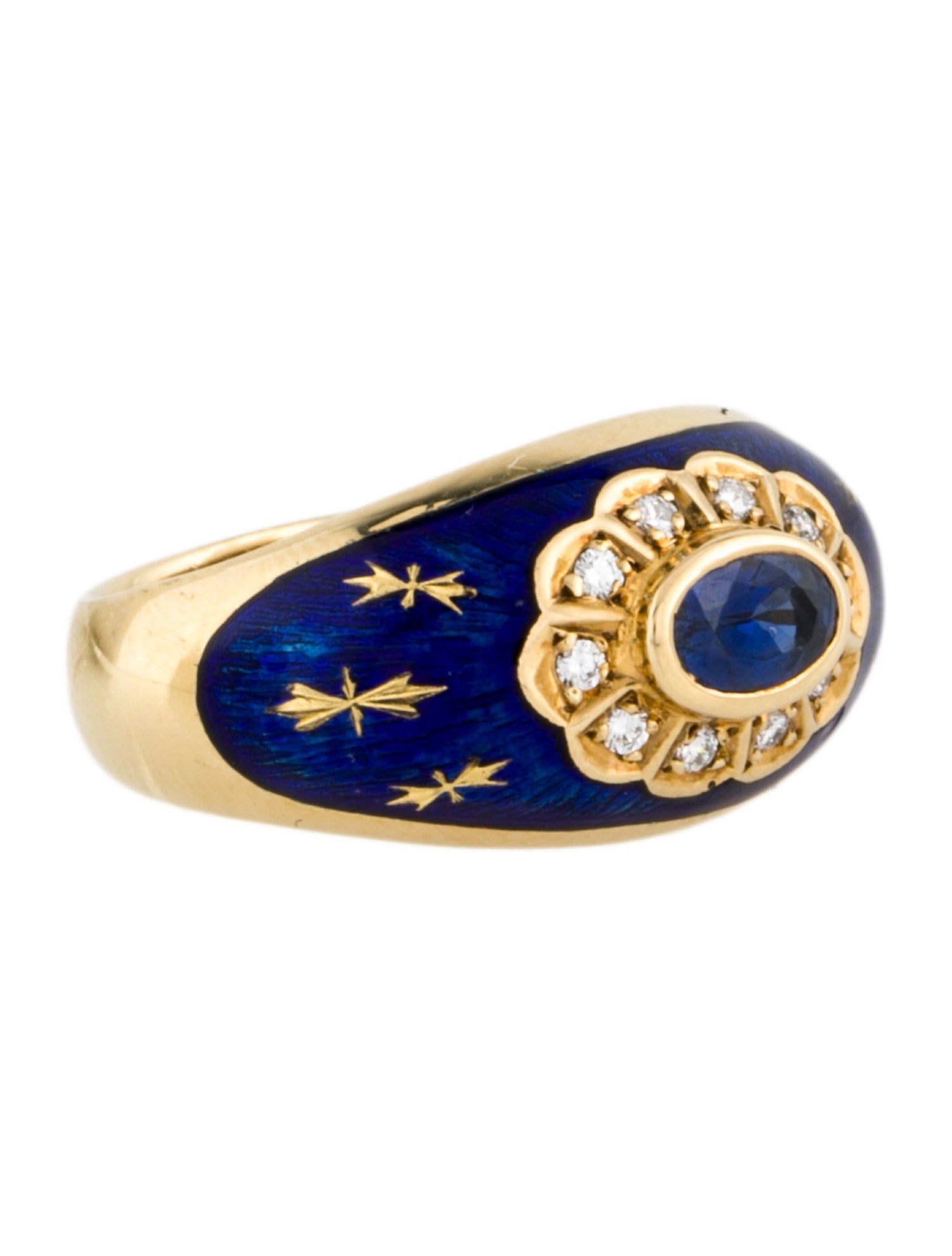 Fabergé 18K Sapphire, Diamond & Enamel Ring