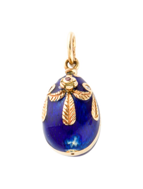 Fabergé 18K Ruby, Diamond & Guilloché Enamel Egg Pendant