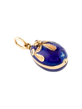 Fabergé 18K Ruby, Diamond & Guilloché Enamel Egg Pendant