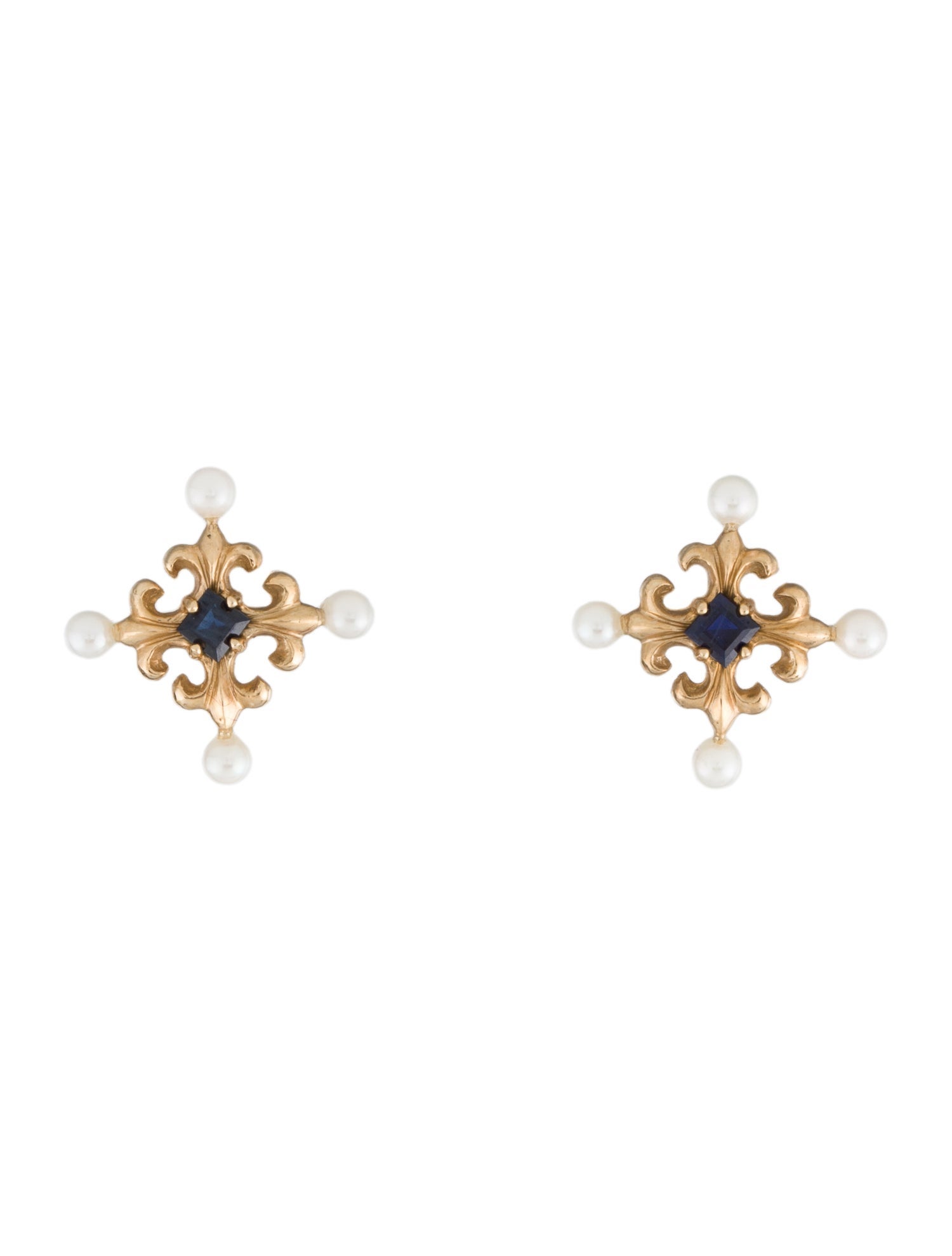 Fabergé Igor Carl Fabergé 14K Pearl & Sapphire Midnight Stud Earringss