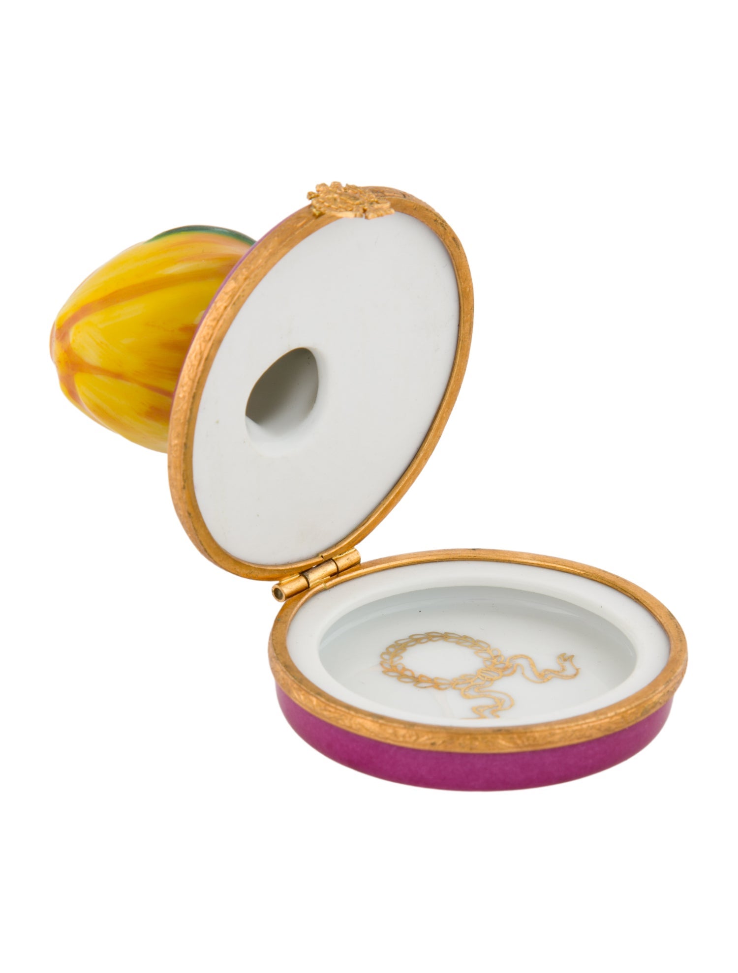 Fabergé Limoges Porcelain Rose Bud Trinket Box