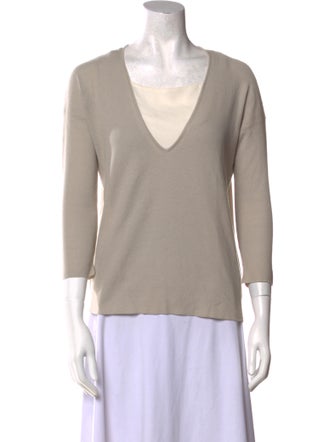 Fabiana Filippi V-Neck Three-Quarter Sleeve Sweatshirt