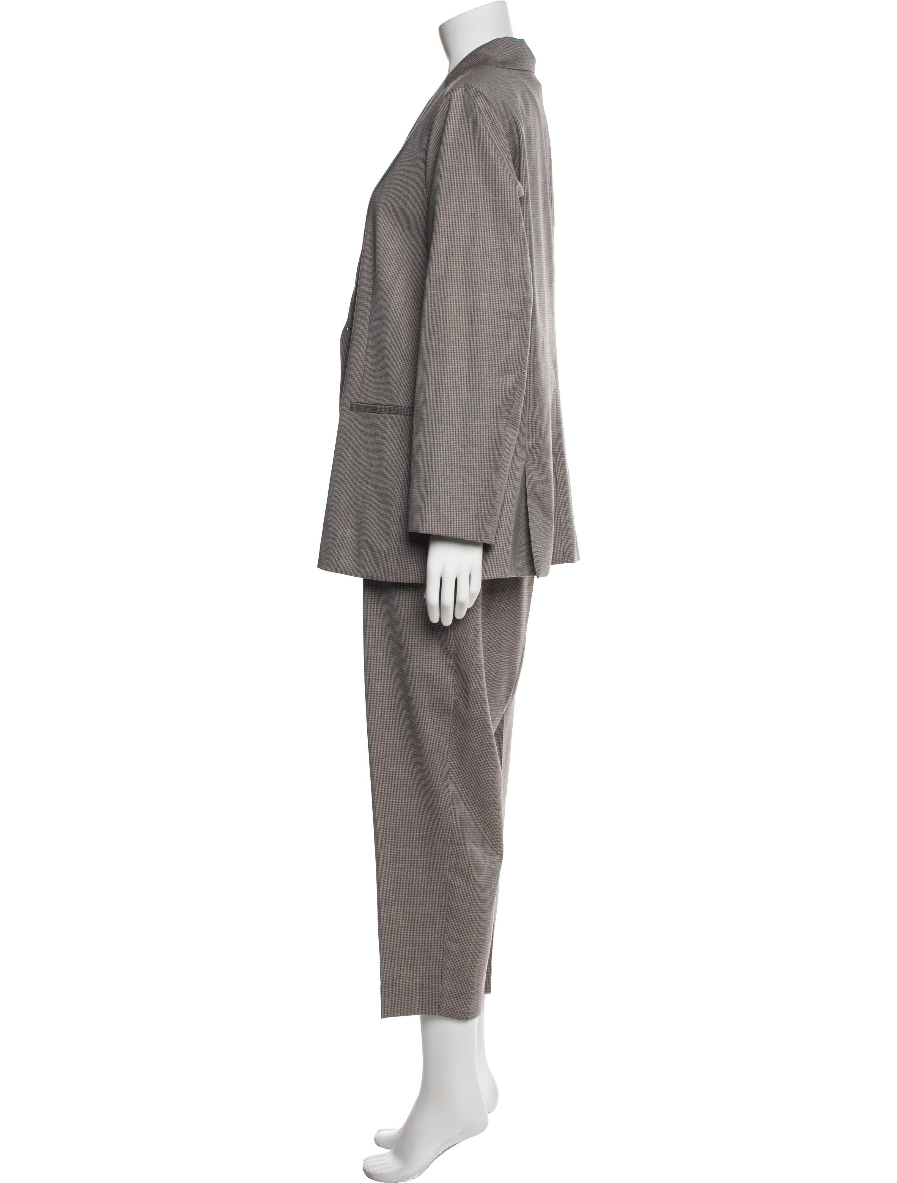 Fabiana Filippi Virgin Wool Plaid Print Pantsuit