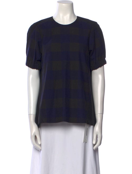 Fabiana Pigna Plaid Print Crew Neck Blouse