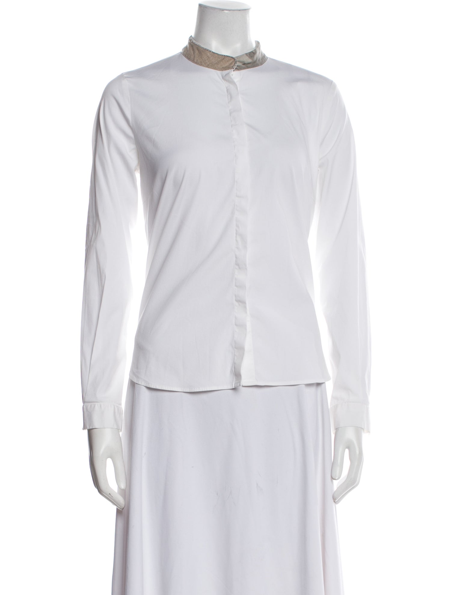 Fabiana Filippi Mock Neck Long Sleeve Button-Up Top