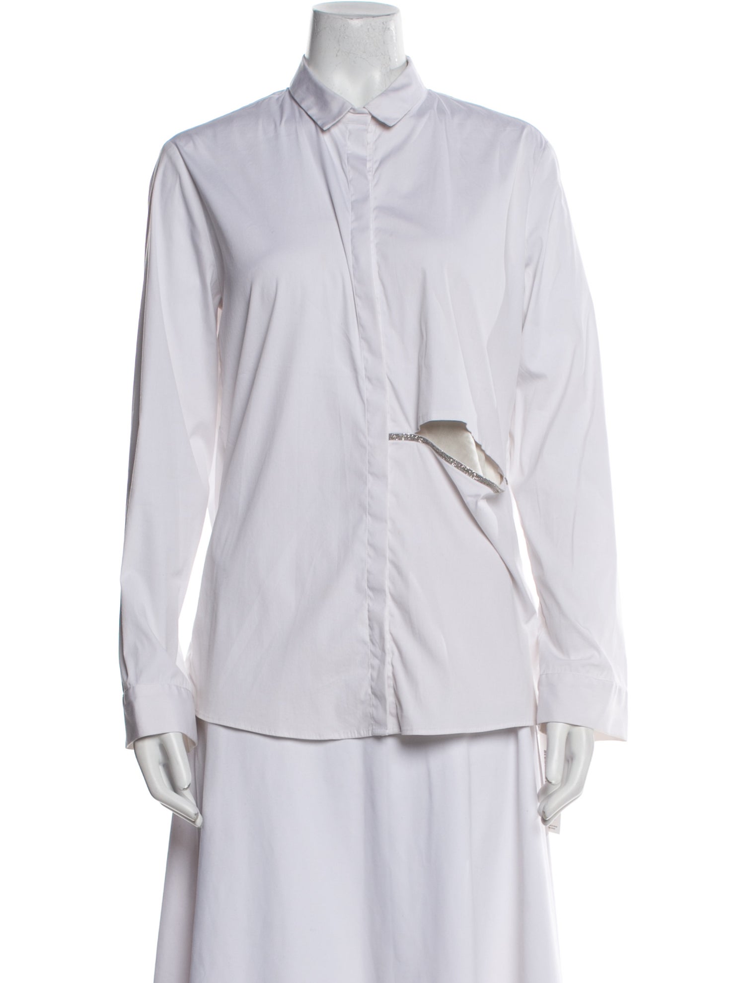 Fabiana Filippi Silk Mock Neck Button-Up Top