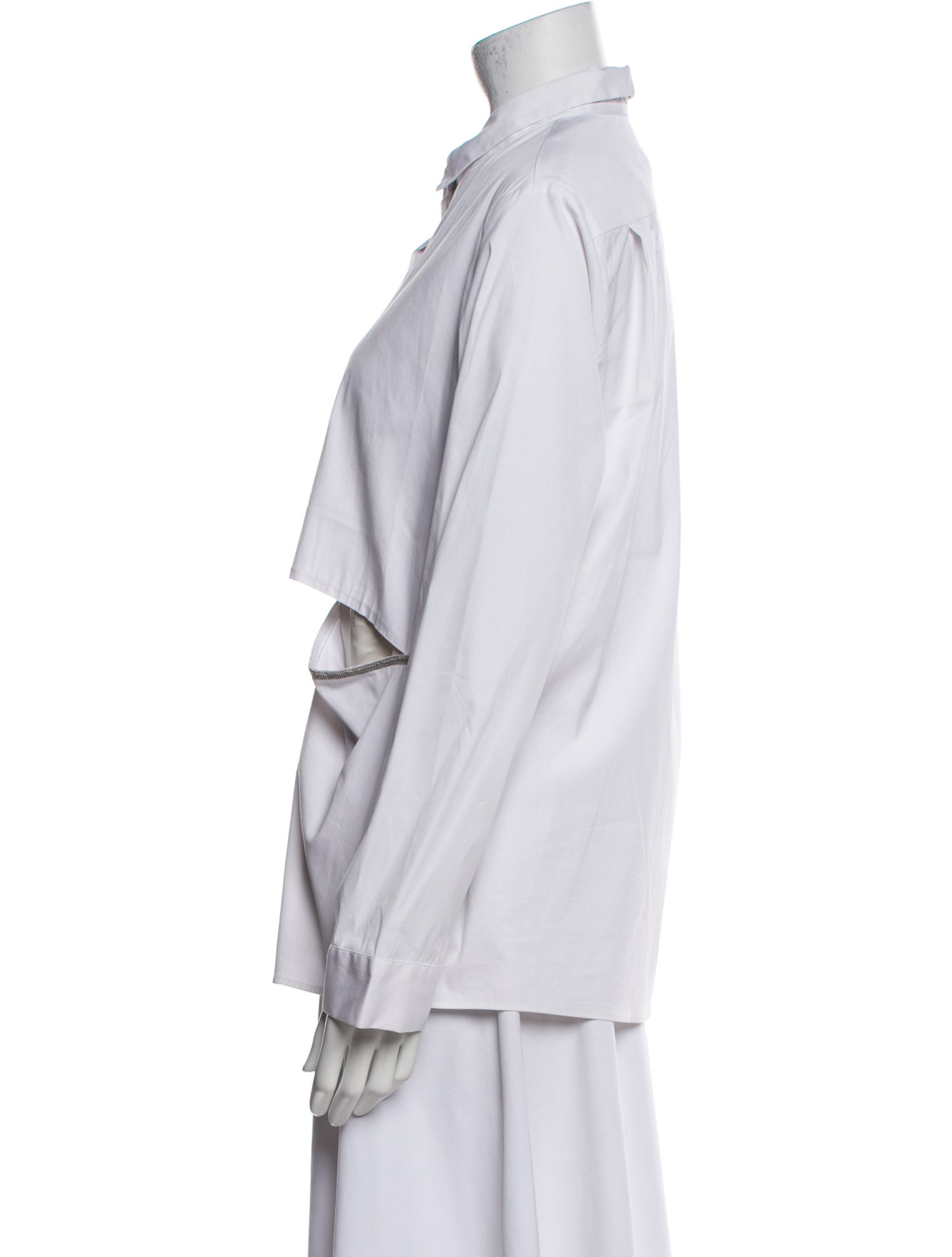 Fabiana Filippi Silk Mock Neck Button-Up Top