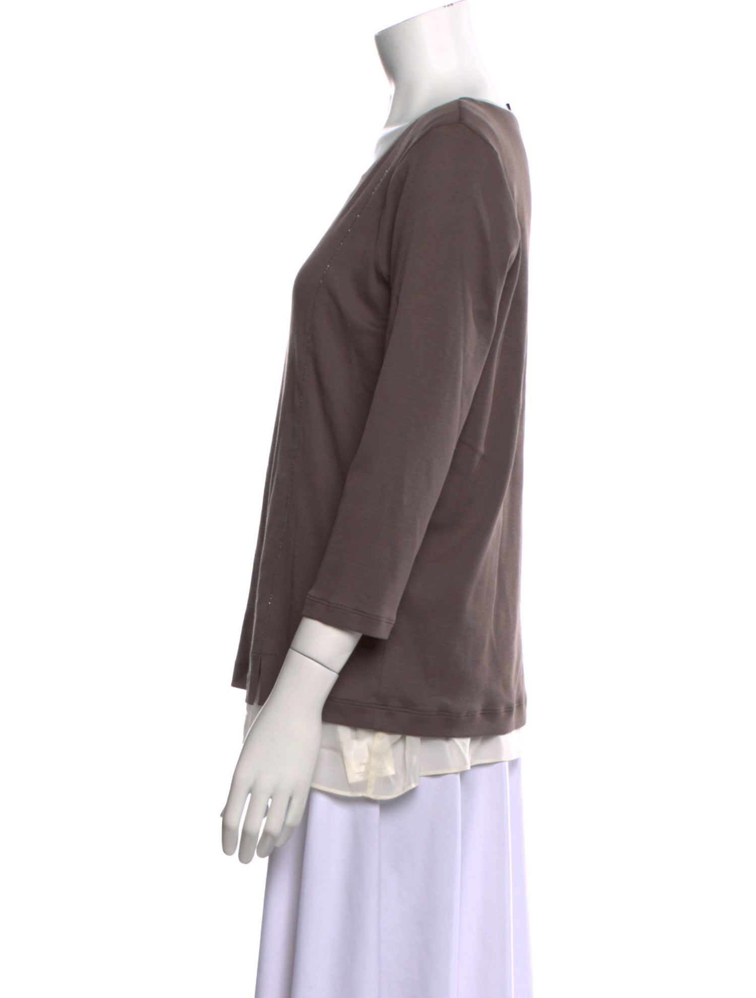 Fabiana Filippi Scoop Neck Three-Quarter Sleeve Top