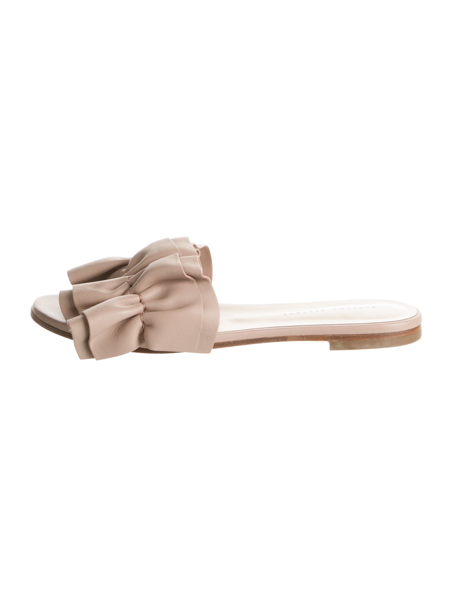Fabiana Filippi Leather Ruffle Embellishment Slides