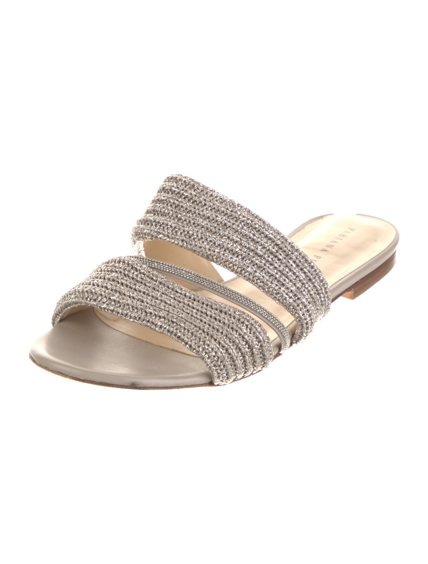 Fabiana Filippi Leather Beaded Accents Slides