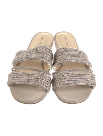 Fabiana Filippi Leather Beaded Accents Slides