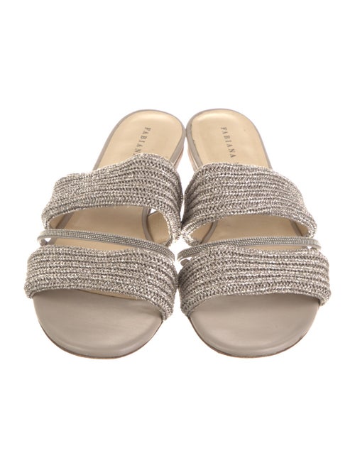 Fabiana Filippi Leather Beaded Accents Slides