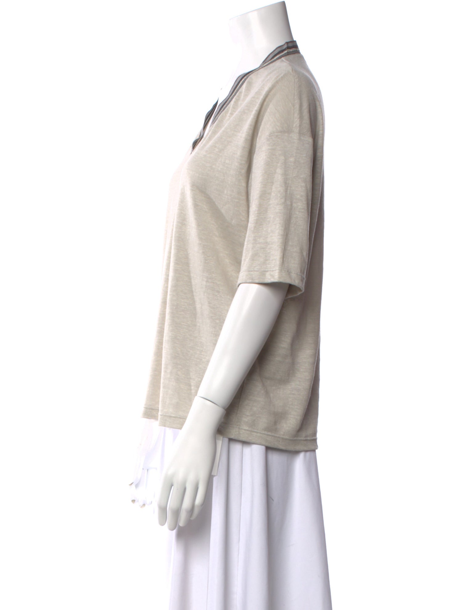 Fabiana Filippi Virgin Wool V-Neck T-Shirt