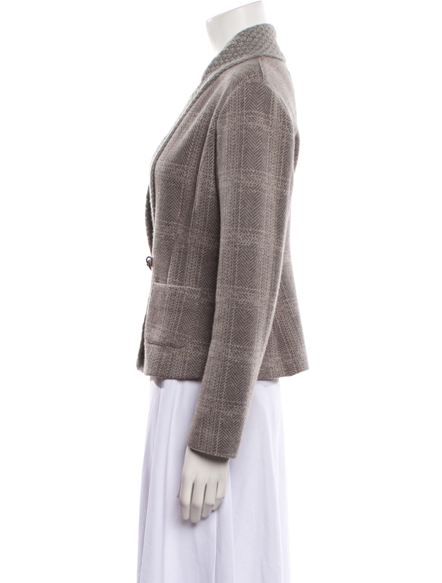 Fabiana Filippi Virgin Wool Tweed Pattern Faux Fur Jacket