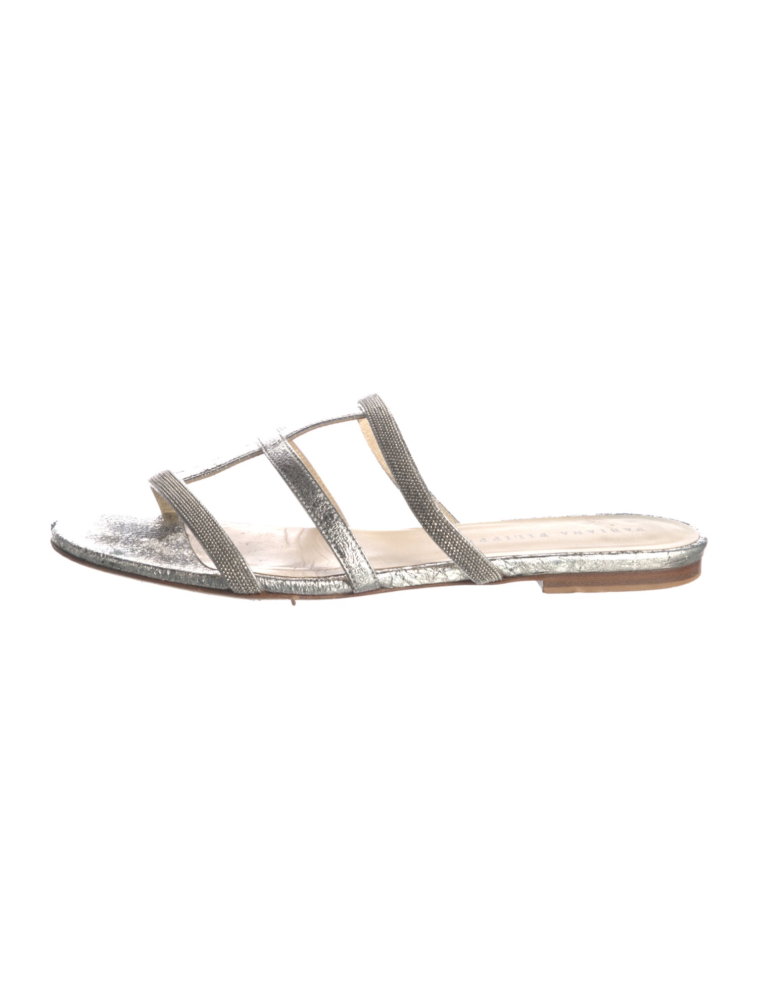 Fabiana Filippi Leather Beaded Accents Slides