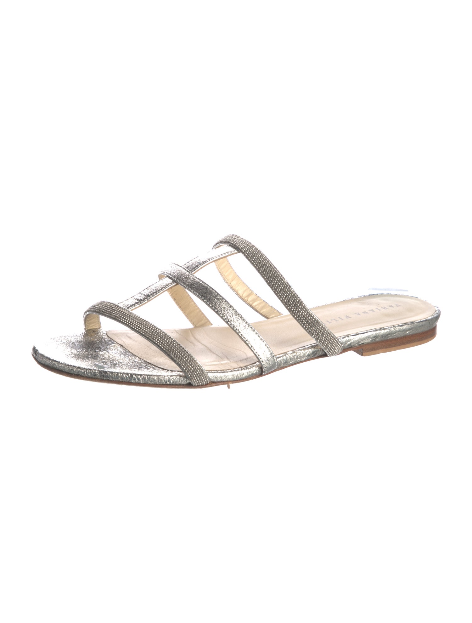 Fabiana Filippi Leather Beaded Accents Slides