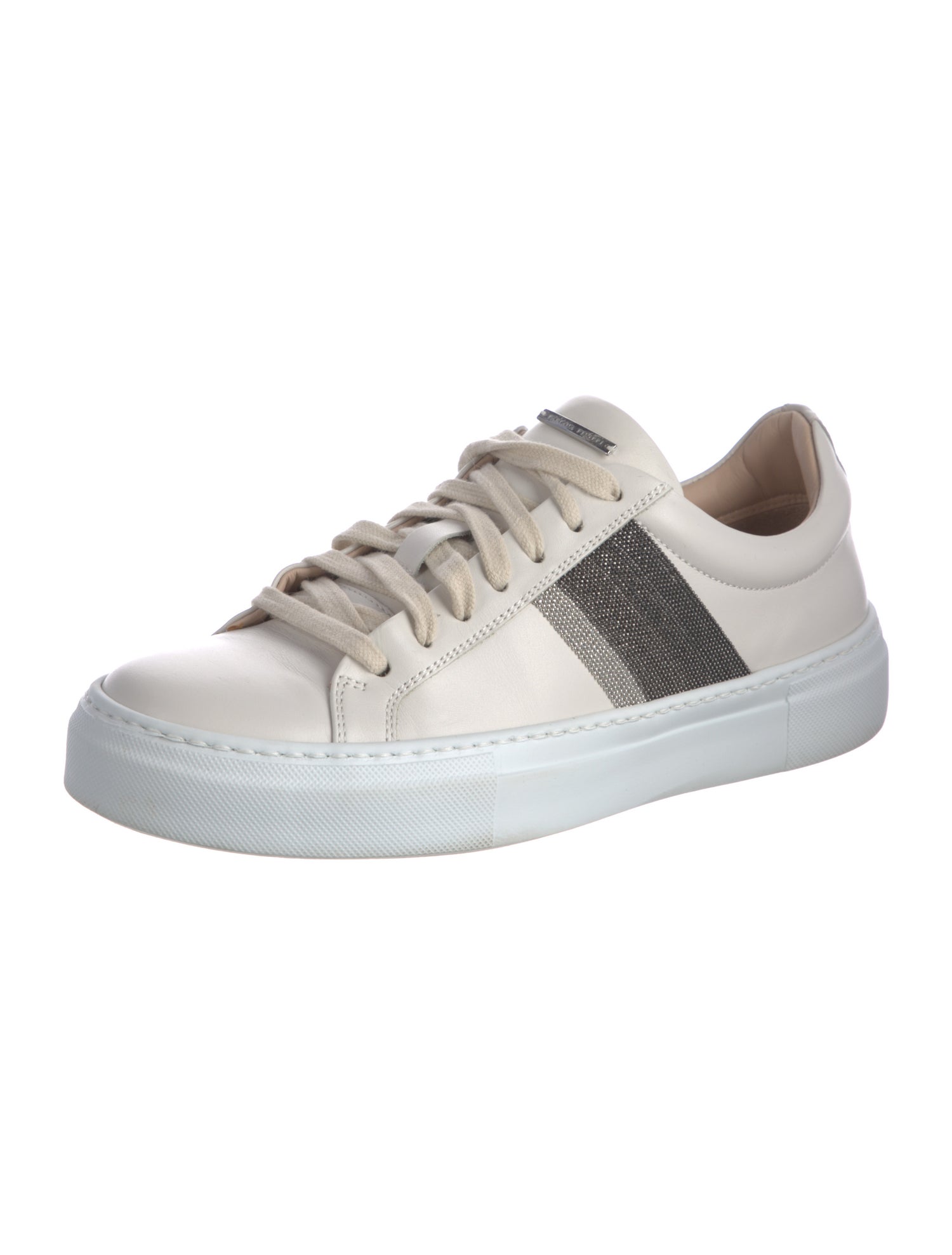 Fabiana Filippi Leather Beaded Accents Sneakers