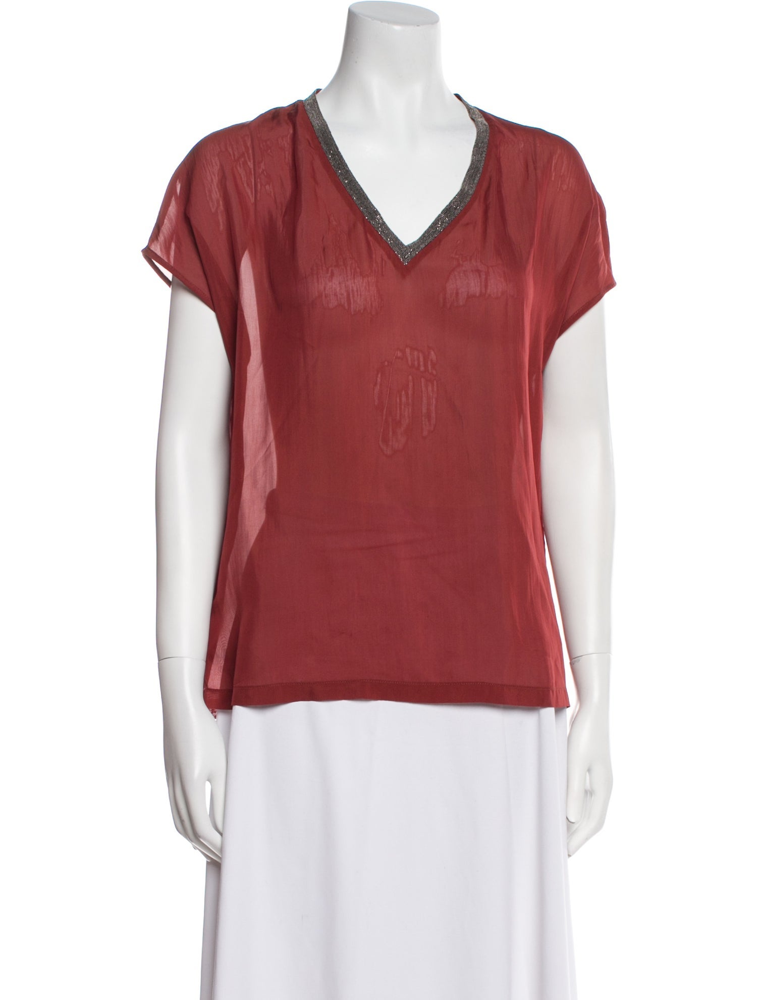 Fabiana Filippi V-Neck Short Sleeve Blouse w/ Tags