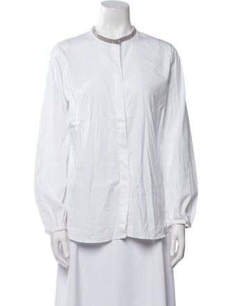 Fabiana Filippi Virgin Wool Mock Neck Button-Up Top