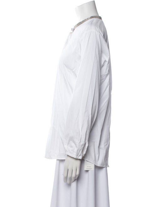 Fabiana Filippi Virgin Wool Mock Neck Button-Up Top