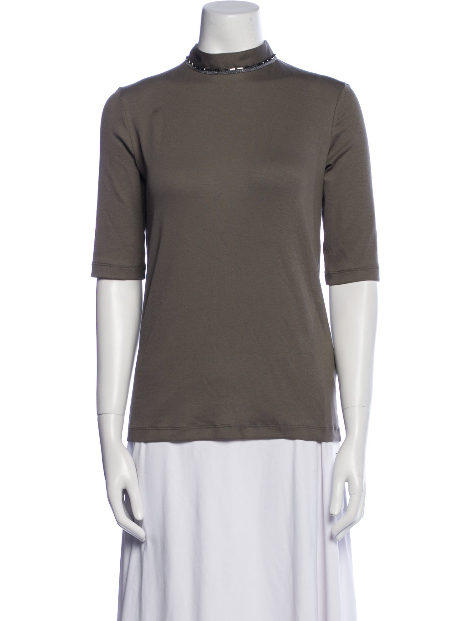 Fabiana Filippi Mock Neck Short Sleeve Top