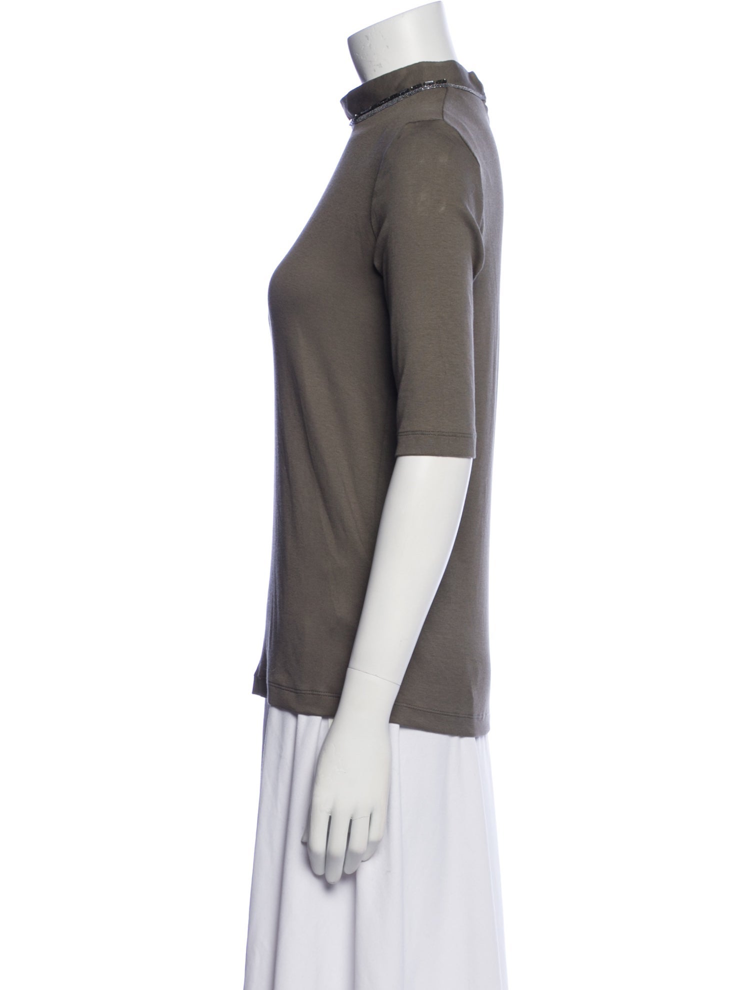 Fabiana Filippi Mock Neck Short Sleeve Top